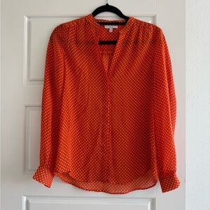 Joie Button Down Blouse Orange and White Polka Dot Size XS